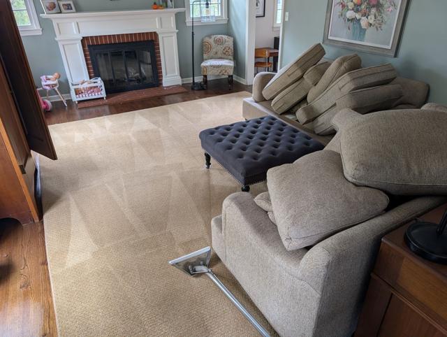 Living room carpet cleaned underneath moved furniture